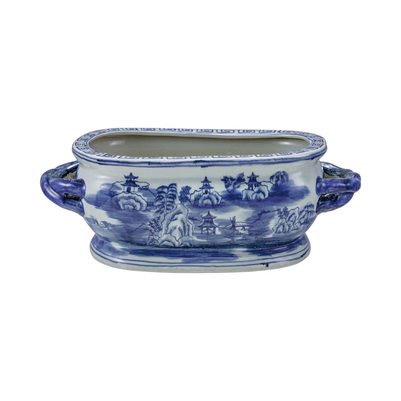 Oval Stoneware Planter w Handles