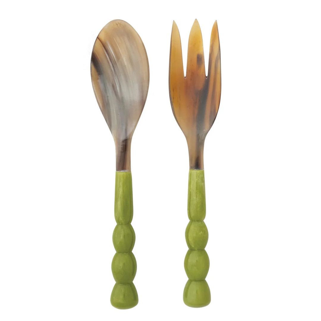 Horn Salad Servers/Resin Handle