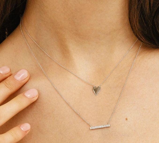 Necklace- Sylvie Rose Medium Bar 18in 14k WG, .07 tcw
