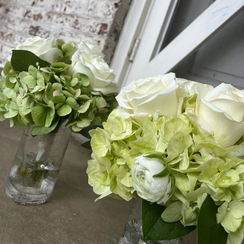 Prom Bouquet - White &amp; Green Nosegay