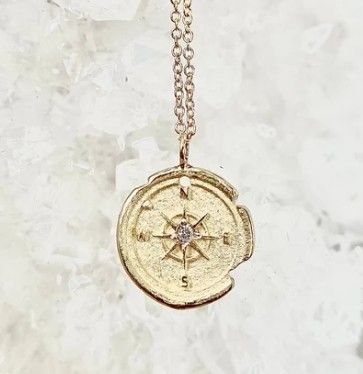 Charm- 14k Delicate Small Compass