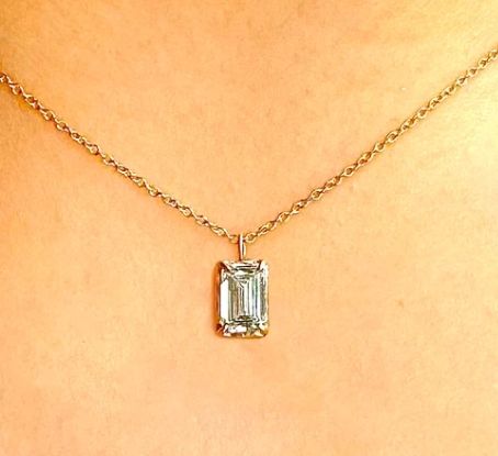Necklace- 14k 1ct Em Cut  Lab Dia, 16"