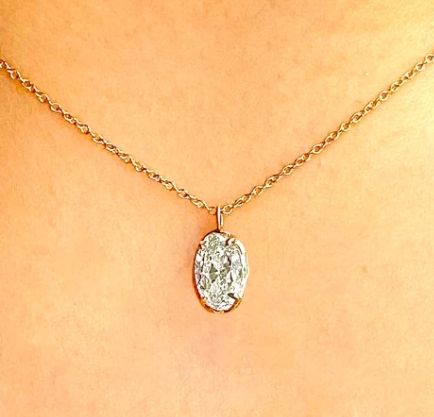 Necklace- 14k 1.0ct Oval Cut Lab Dia, 16"