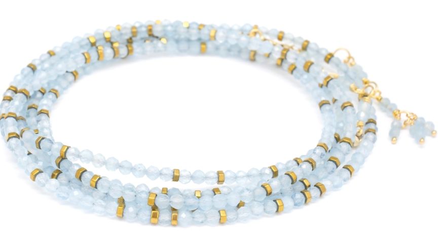 14k Wrap- Aquamarine, Confetti