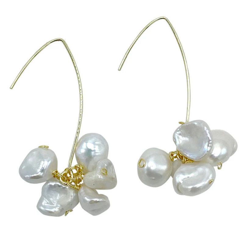 Flower Drop Earrings , Gld