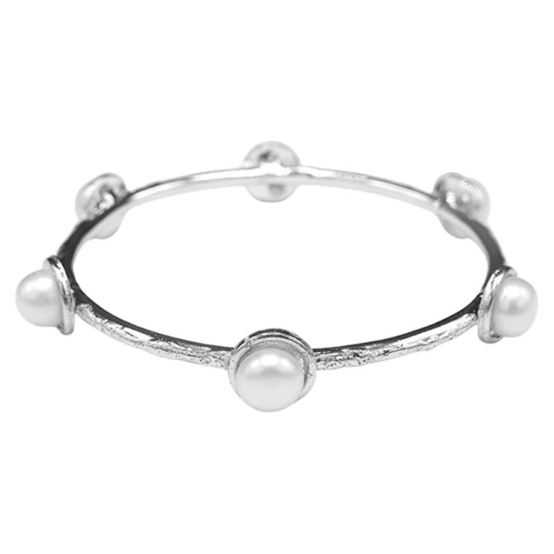 Hammered Silver Petite Bangle W/6 7mm