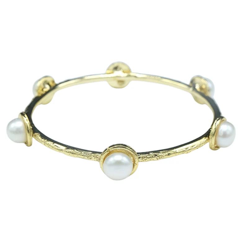 Hammered Gold Bangle W/6 9mm