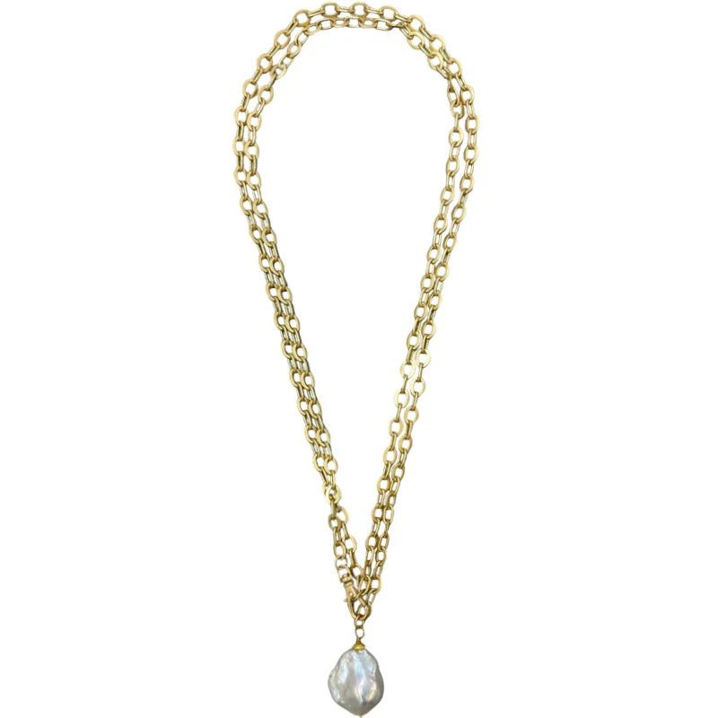 Amalfi Neck W/Baroque Stone Prl,Gld 44"