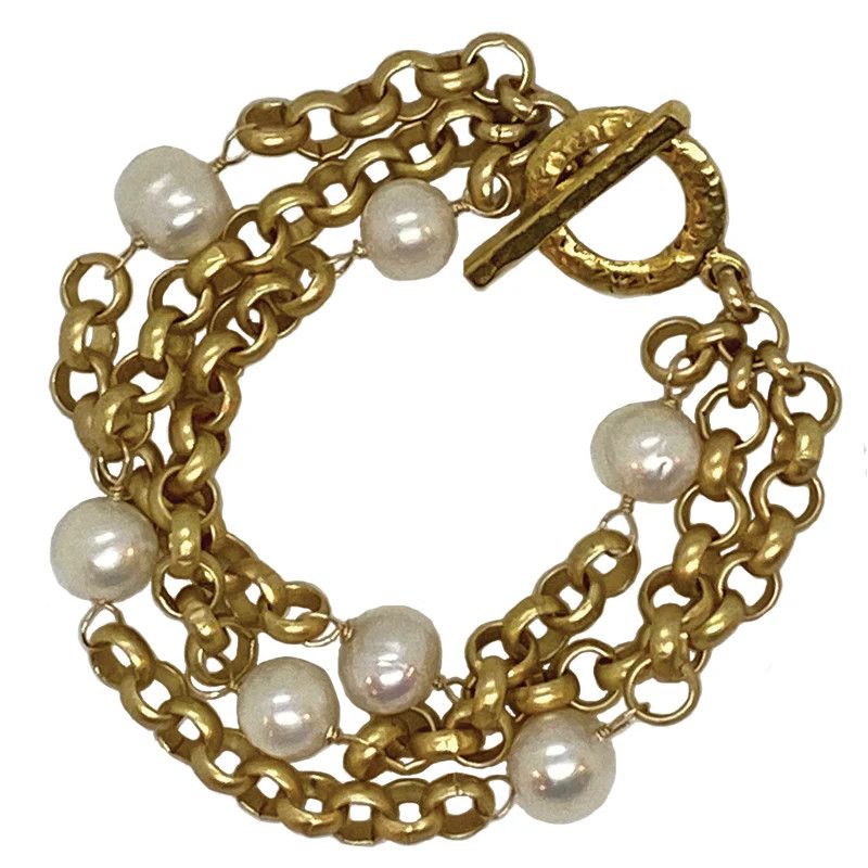 Coco Triple Strand Bracelet (Wht/Gld)