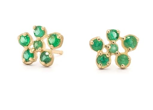 Earrings- Sm Flower Cluster Emeralds 18k
