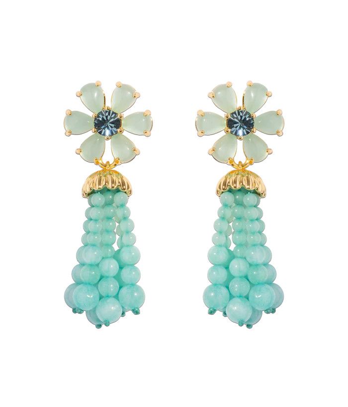 Talia Tassel Earrings, Aqua