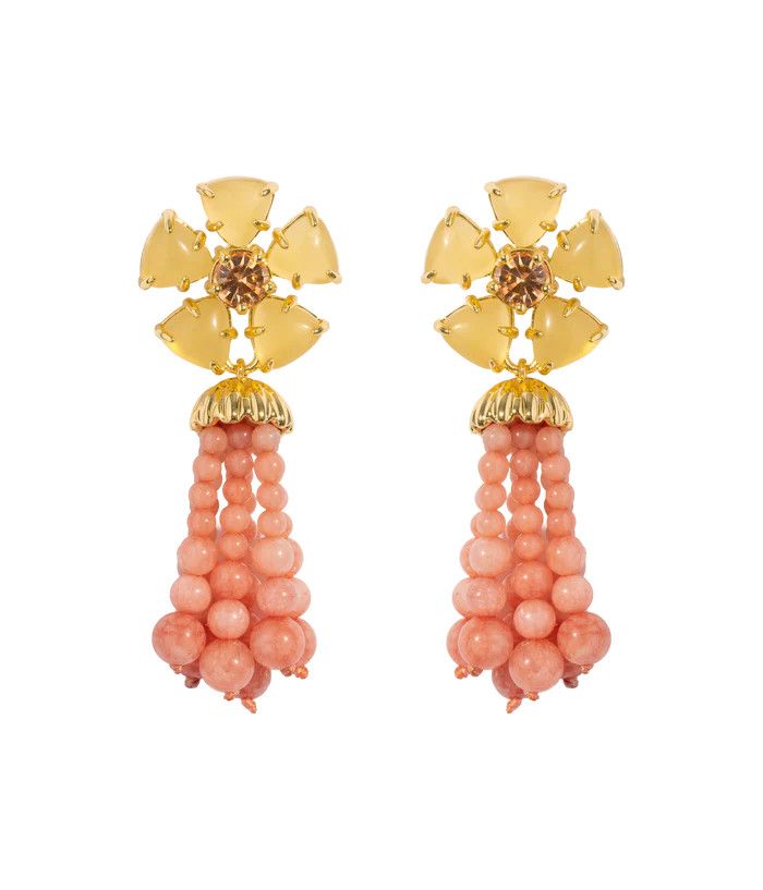 Talia Tassel Earrings, Coral