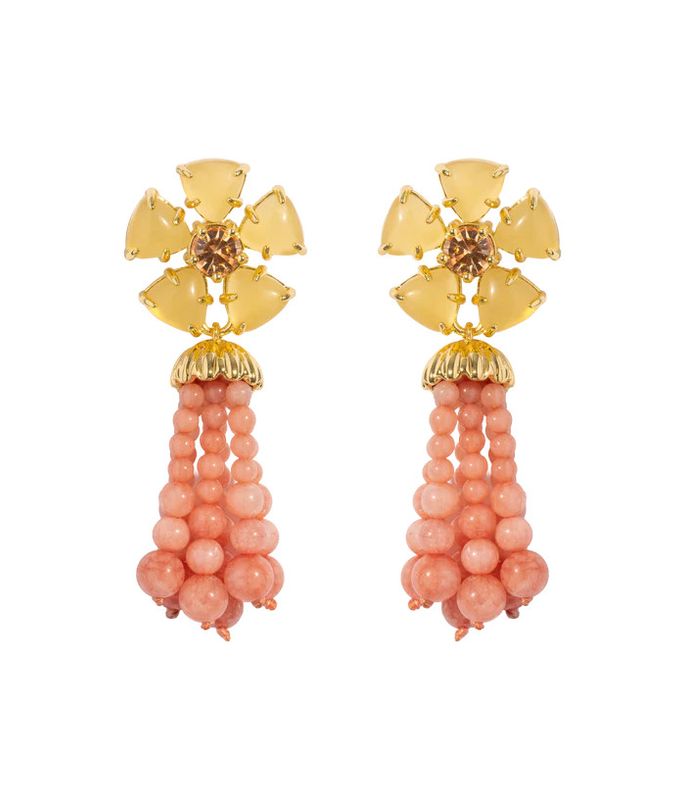 Talia Tassel Earrings, Coral
