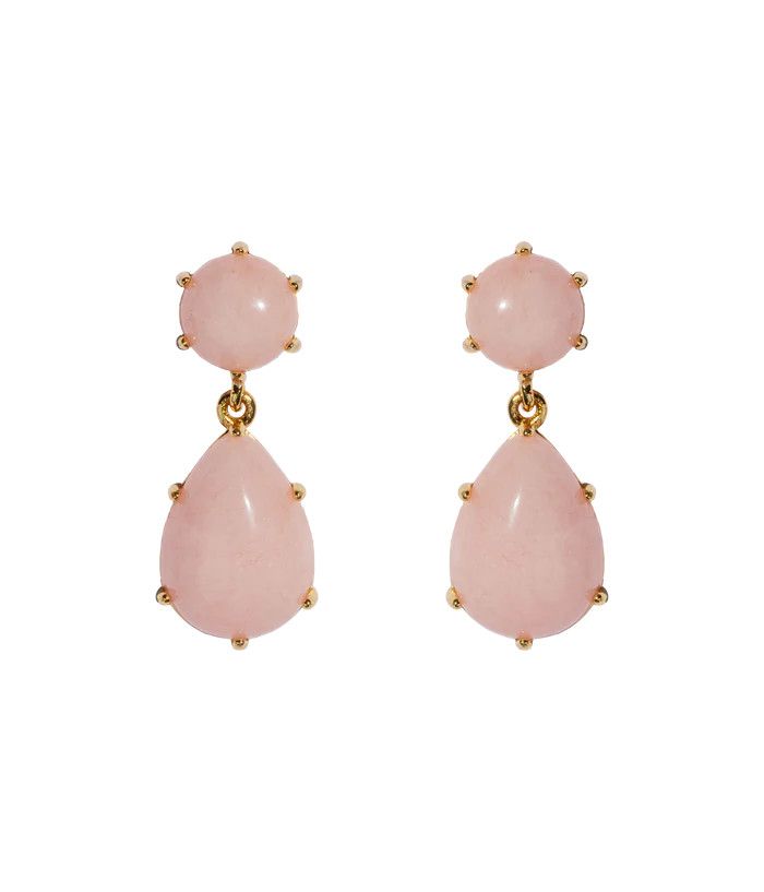 Elia Drop Earrings, Rose Quartz