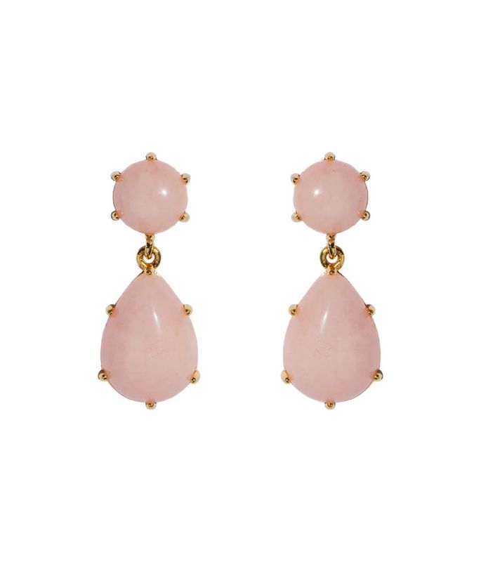 Elia Drop Earrings, Rose Quartz