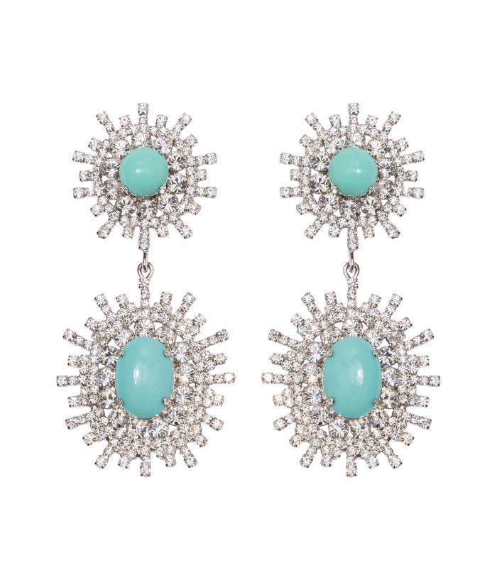 Stevie Statement Earrings, Turq
