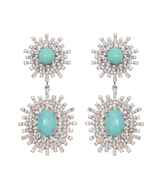 Stevie Statement Earrings, Turq