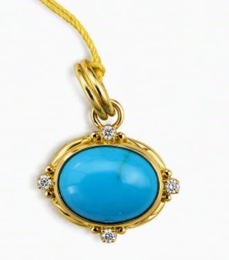 18k Turquoise 1.8ct pendant w. Diamond