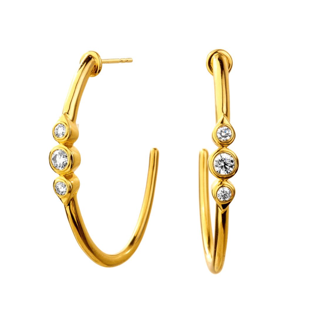 18k Hoop Earrings, .55ct