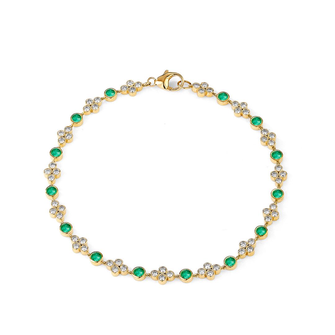 18k 8" Bracelet Emeralds &amp; Dia