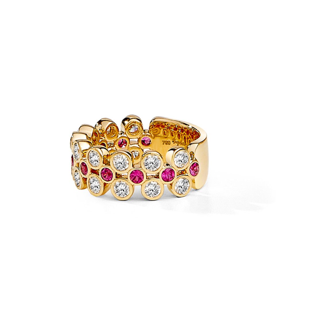 18k Ring w. Rubies .45ct, Dia 1.2ct