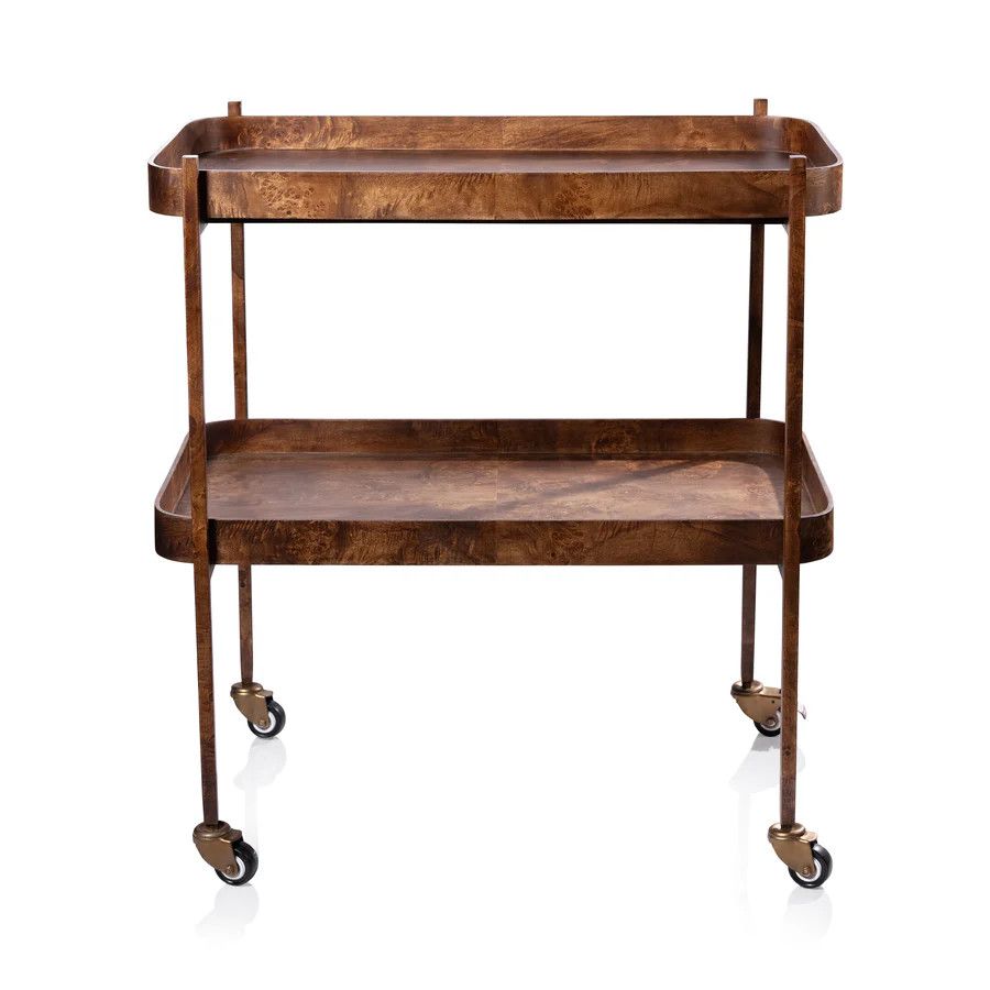 Bar Cart in Burl Veneer