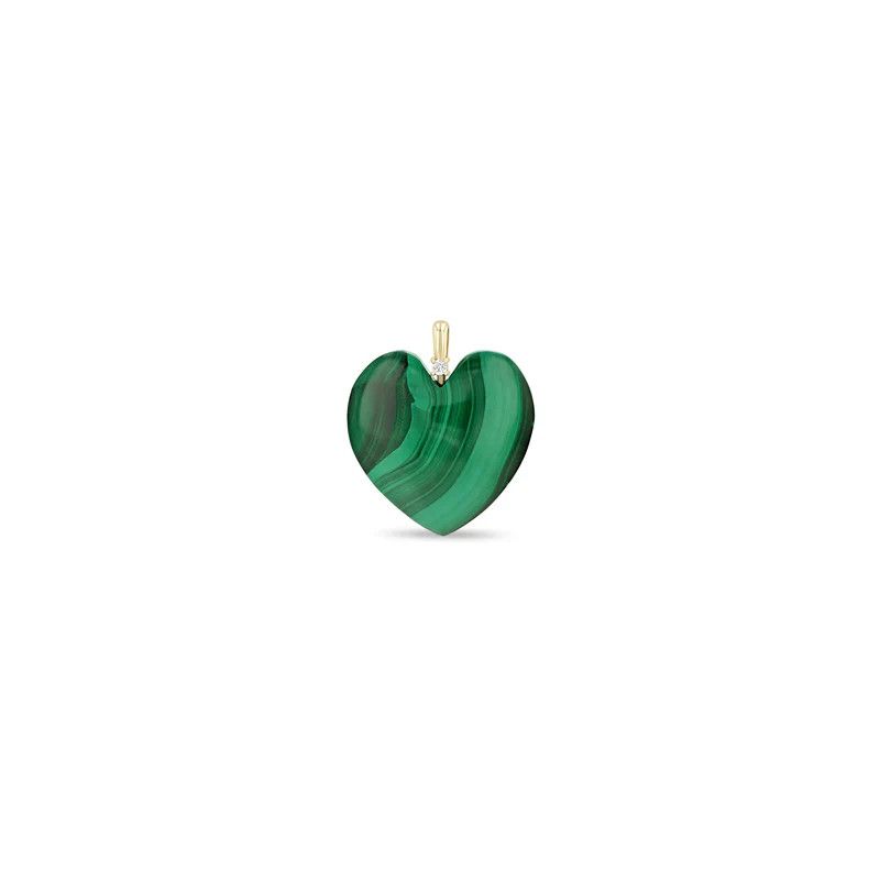 Charm- Malachite Heart w. Dia
