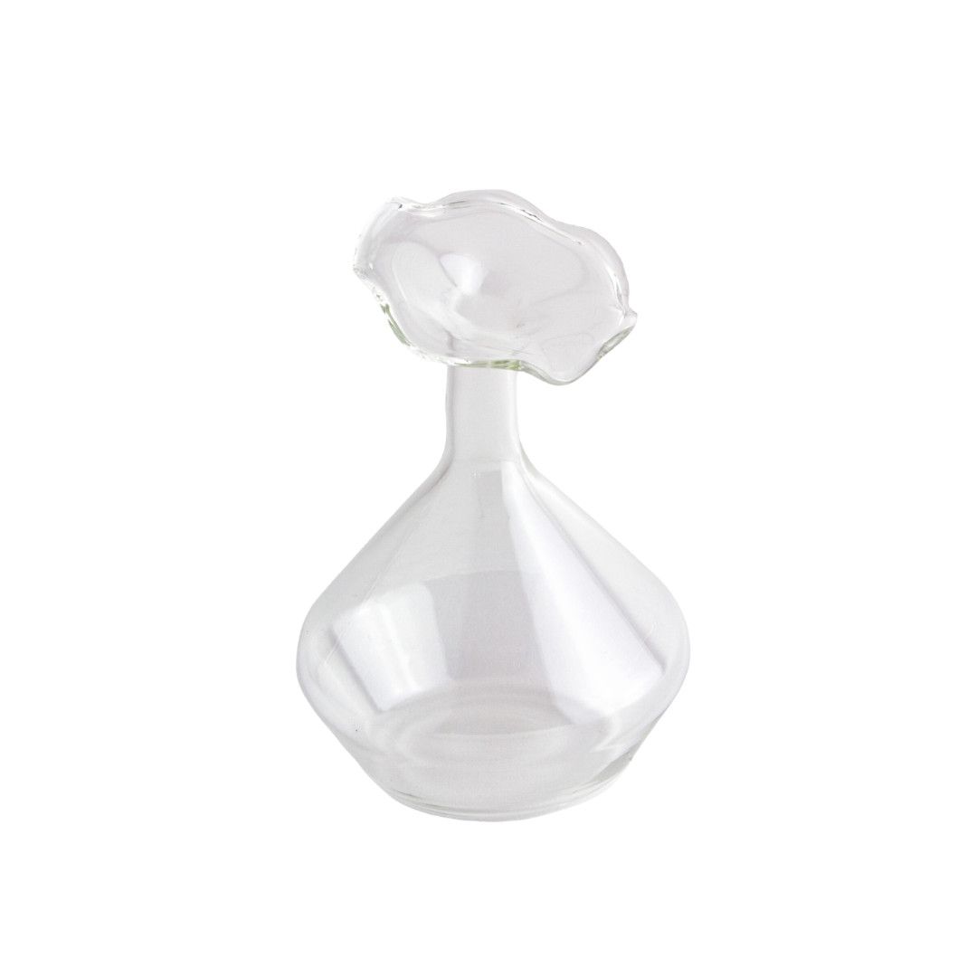 Glass Angeled Neck Vase - Clr (LG)