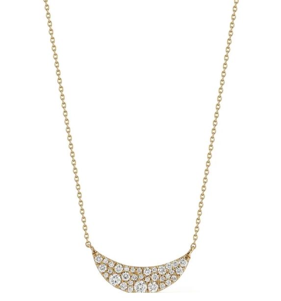 Necklace- Crescent Diamond Bar YG, 16-18