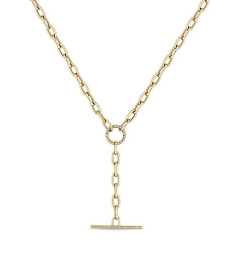 Necklace- 14k Chain w. Dia Circle and Toggle Bar