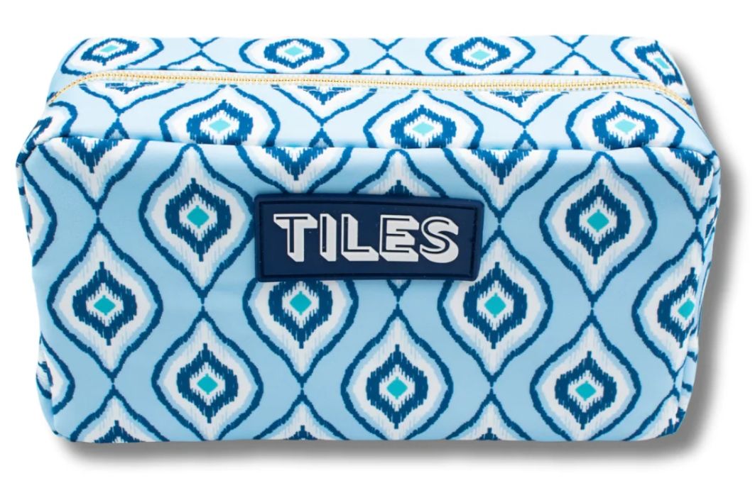 Mahjong Tile Bag-, Pattern: Ikat Blue