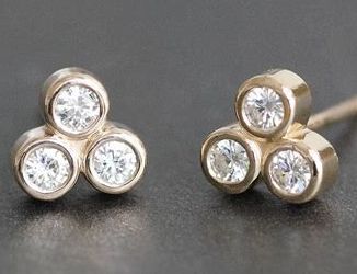 Earrings- 145 Dia Trio Bezel Set .18ctw