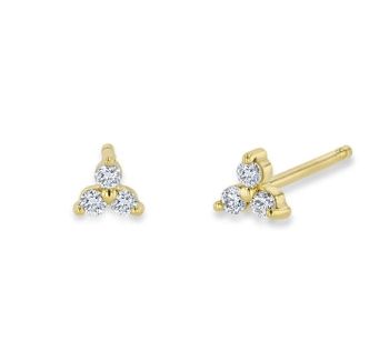 Earrings- 14k 2mm Trio Dia Studs, Prong Set .18ct