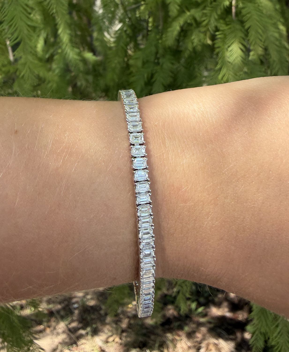 Tennis Bracelet- 6.5 Ct, E-F, VS, 14k WG, Em. Cut