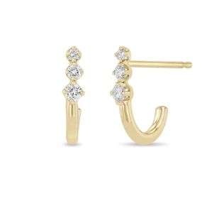 Earrings- Small J hook, diamonds