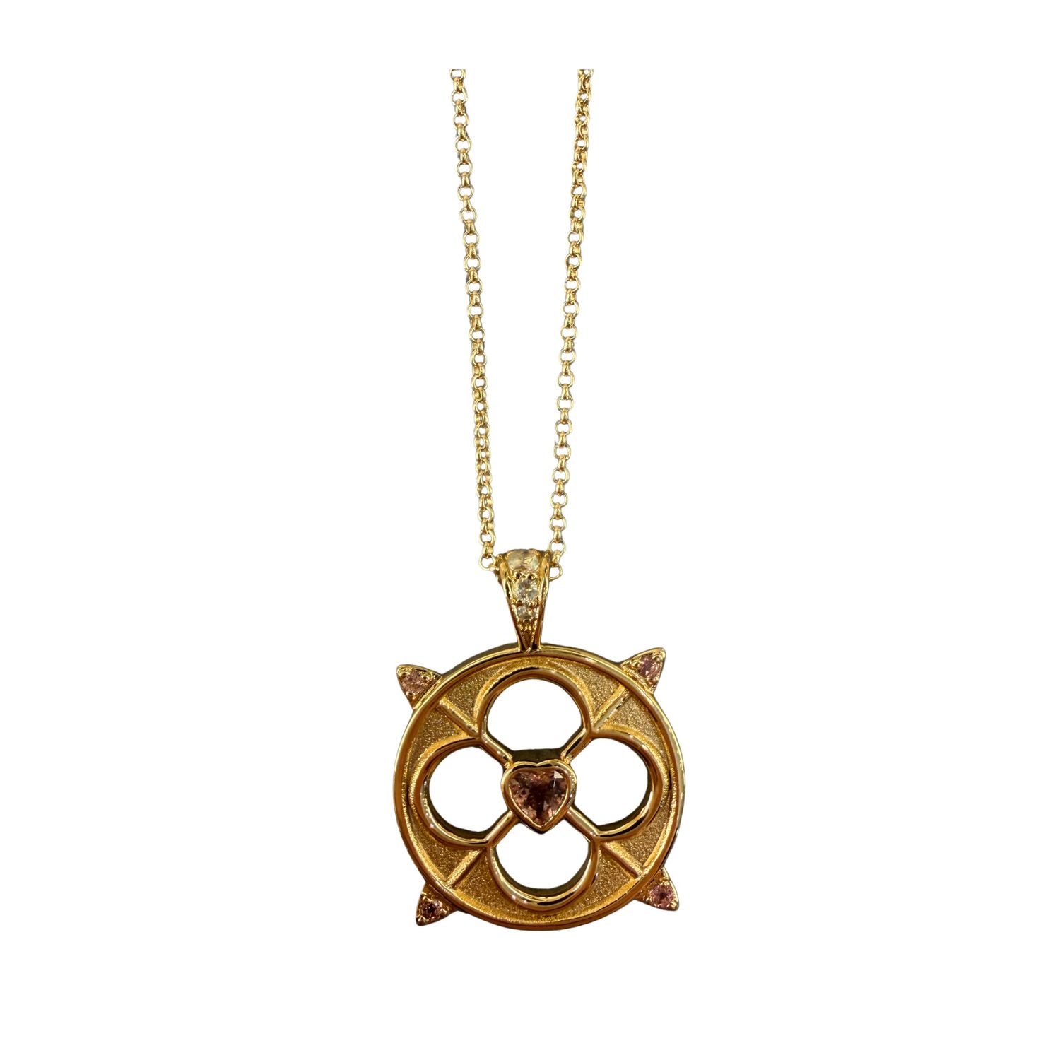 Pendant- Love Cutout, Pink Tourmaline, Rolo