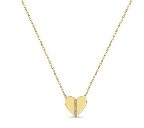 Necklace- 14k Sm Heart, Pave Dia