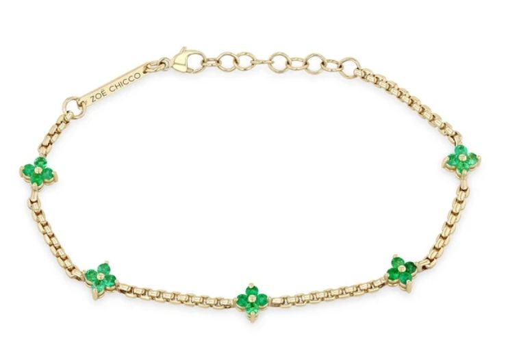 Bracelet- 14k Emerald Quad Station