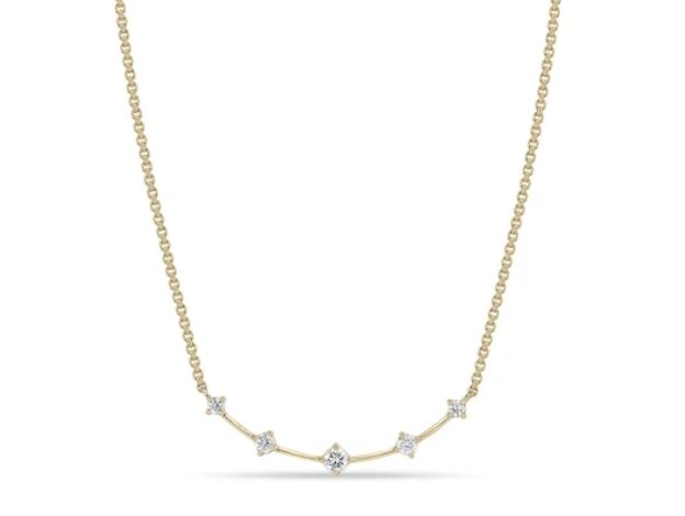 Necklace- 14k Dash Necklace Bar, 5 Dia