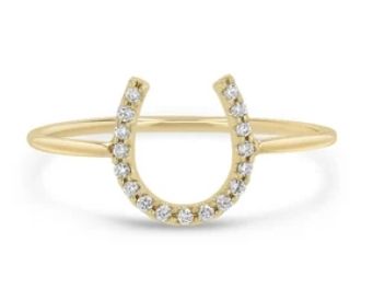 Ring- 14k Horseshoe w. Pave, 6.5