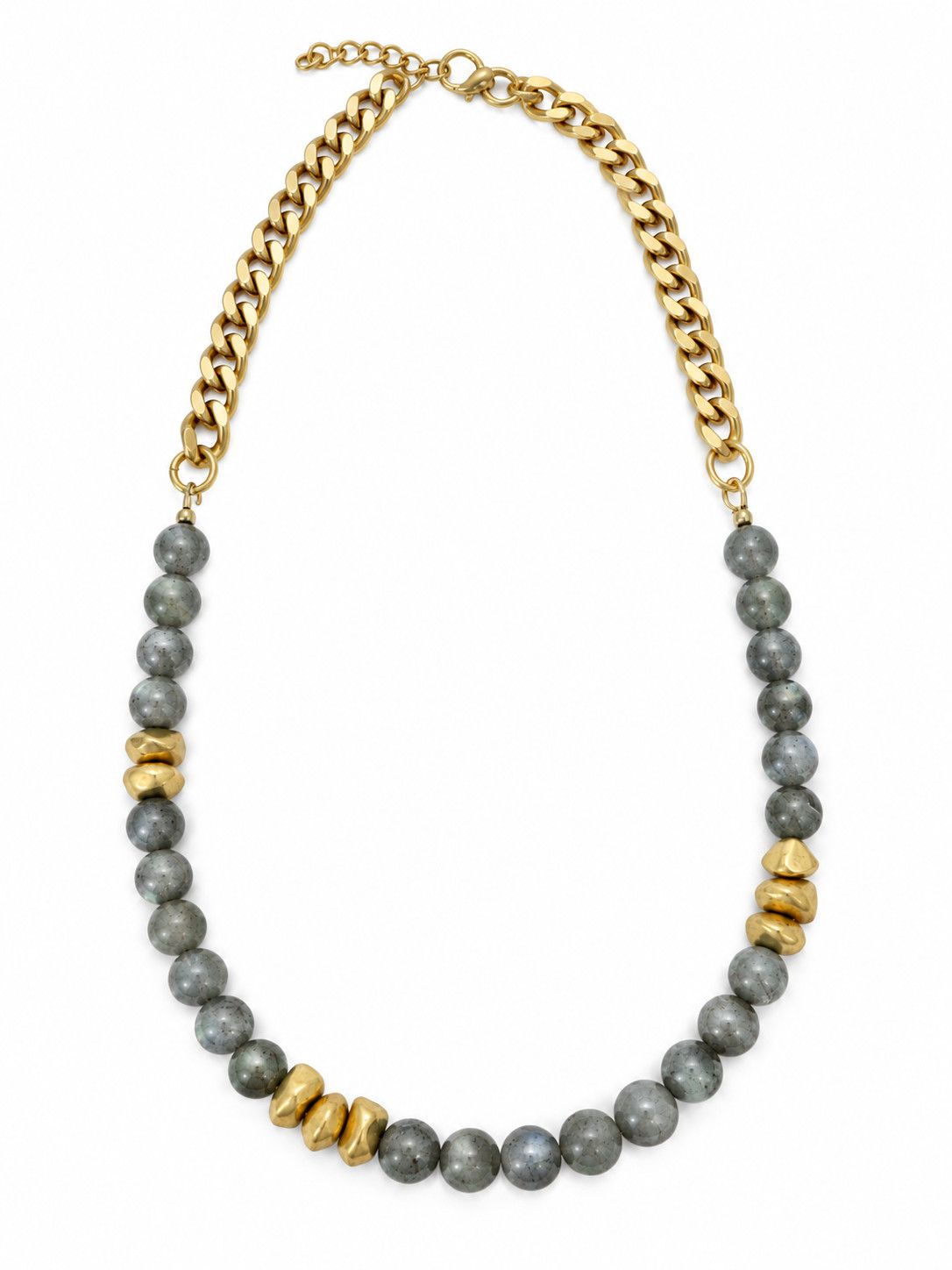 Necklace- Lab &amp; Brass Stones