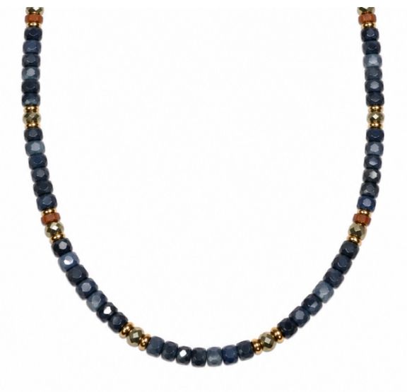 Necklace- Mini Sapphire &amp; Pyrite