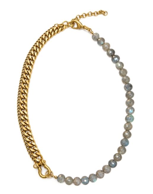 Necklace- Shackle Duo: Faceted Labradorite Coin