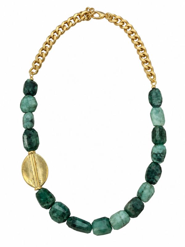 Necklace- Emerald &amp; Medallion