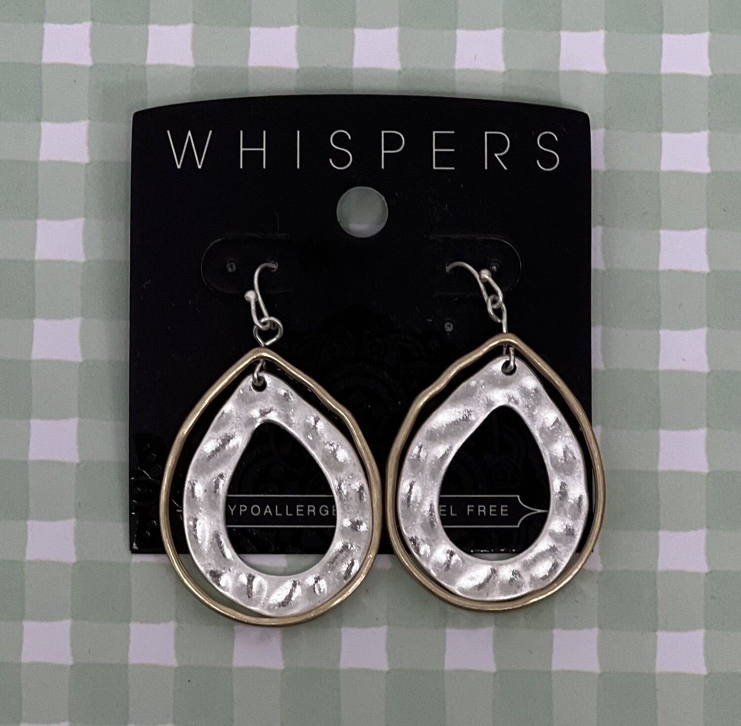 Mixed Metal Open Tear Drop Dangle Earrings
