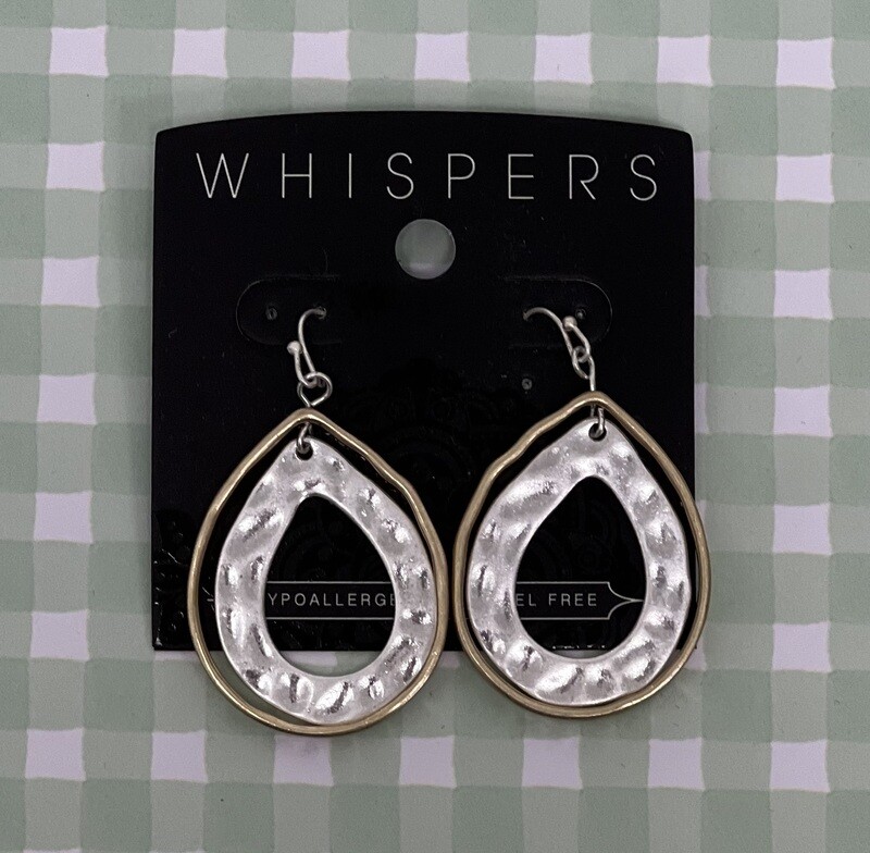 Mixed Metal Open Tear Drop Dangle Earrings