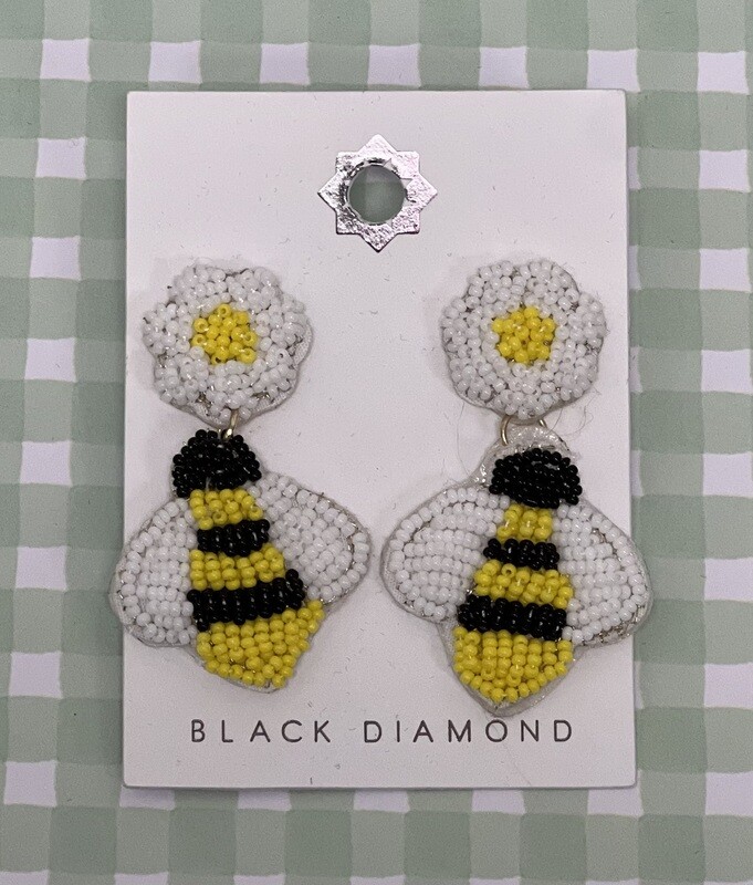 Beaded Honeybee Earrings