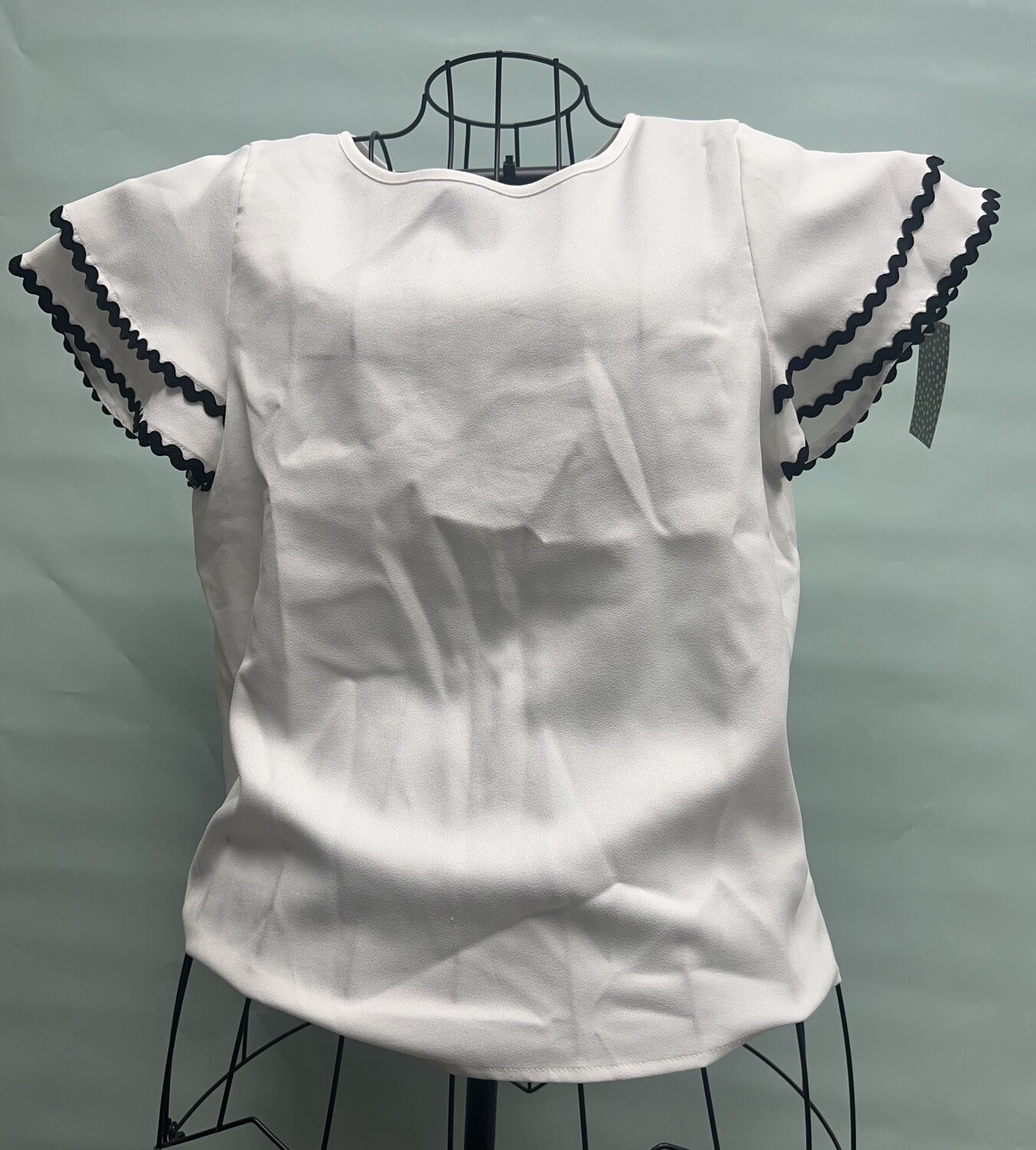 Shein White with Black Trim S/S Shirt, size small