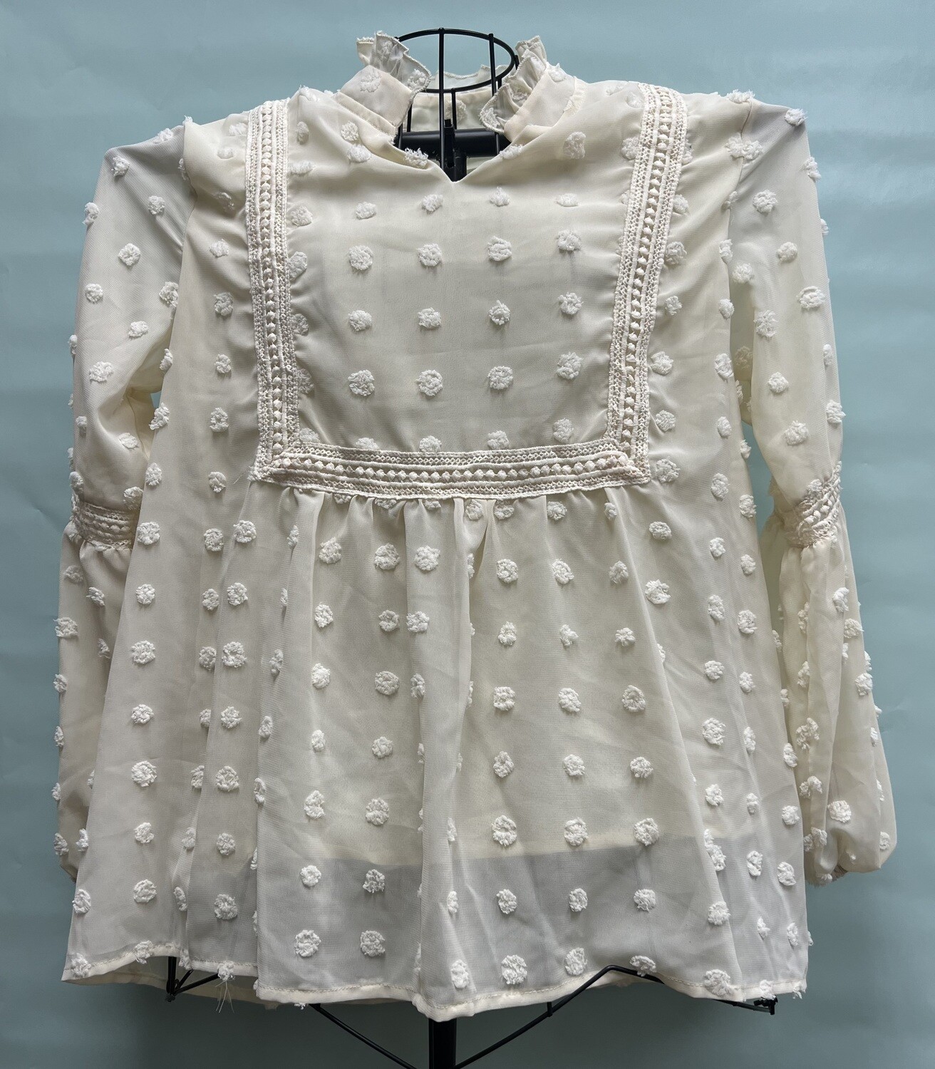 Boutique L/S Cream Shirt, Medium