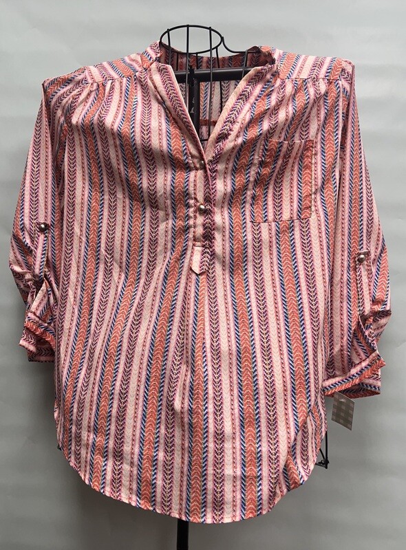 karlie L/S pink &amp; Orange Shirt, size large